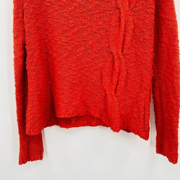 Yellow Bird Anthropologie Size Small Orange Skewed Cable Knit Sweater Nubby Knit - Picture 4 of 10